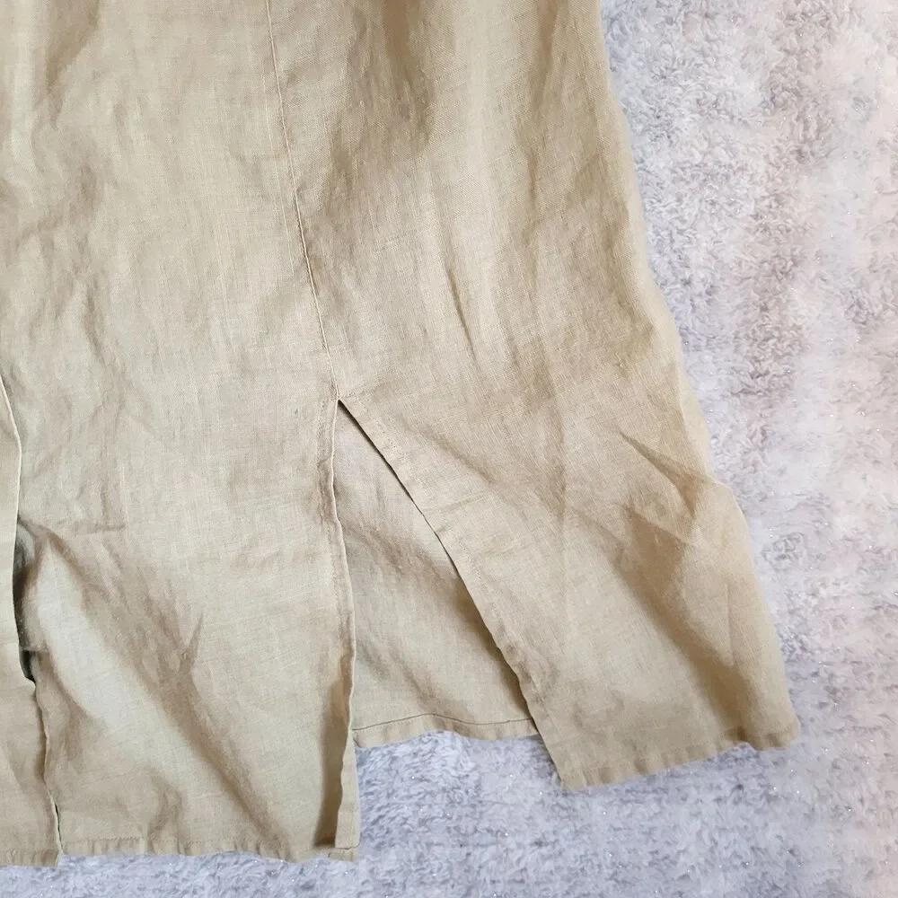 Jordan Blouse Women 16W Brown Linen Pockets Adjustable Sleeves Office Travel - Picture 3 of 10